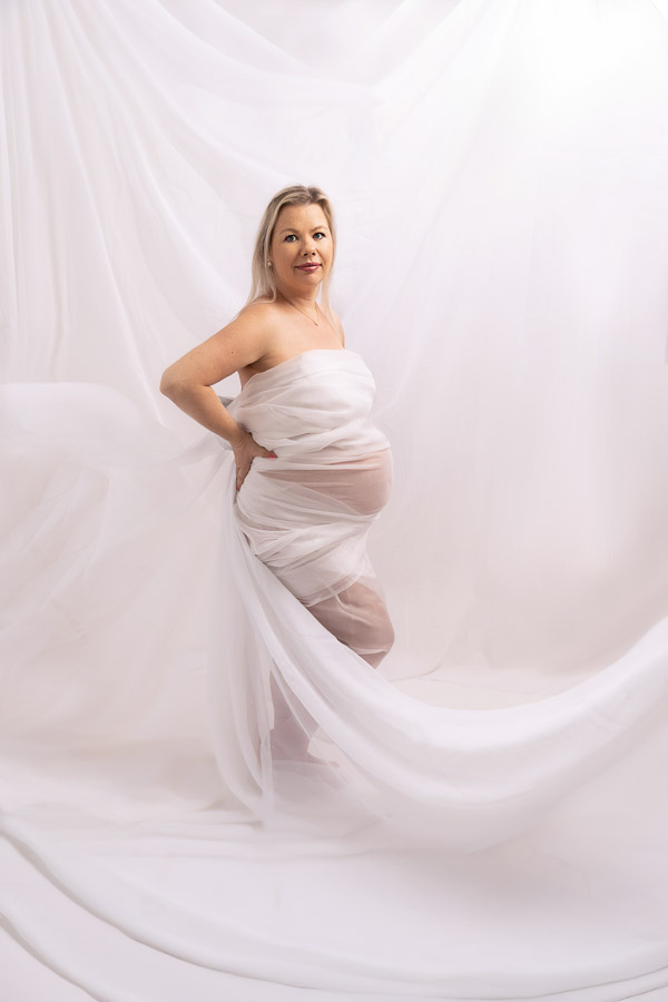 Luxury maternity gown for pregnancy photoshoot in Dubai