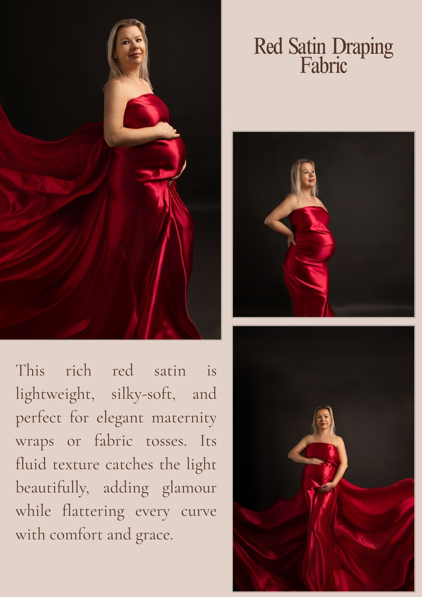 reative pregnancy photoshoot ideas with red drape in Sharjah