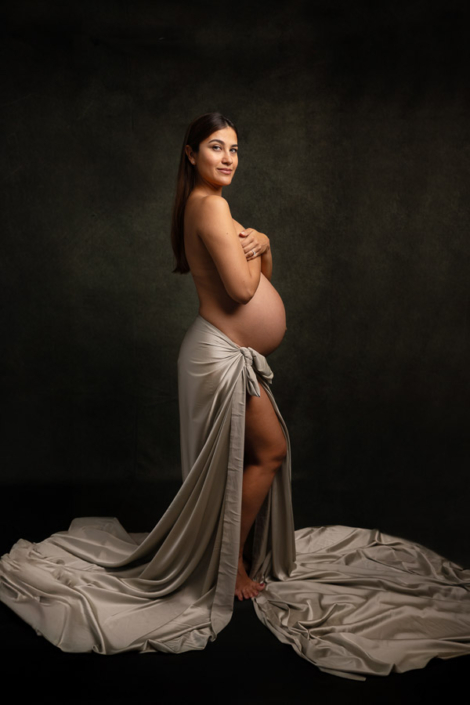 Soft light pregnancy photography with dreamy backgrounds in Sharjah