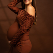 Maternity drape styling session by professional photographer in Abu Dhabi