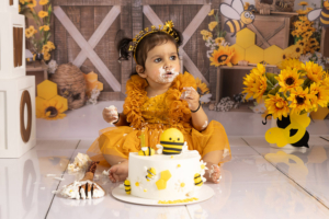 Luxury bee theme first birthday photoshoot in Abu Dhabi by Arpna Photography