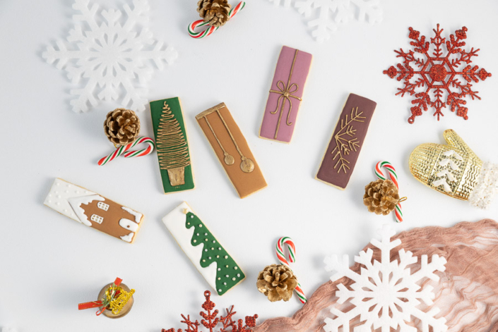 Festive Christmas cookies styled for a café brand photoshoot in Dubai