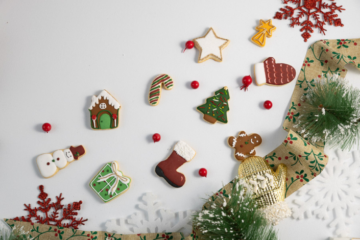 Christmas cookies photographed for bakery and café marketing in Dubai