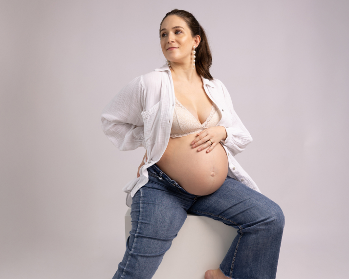 Black dress maternity shoot