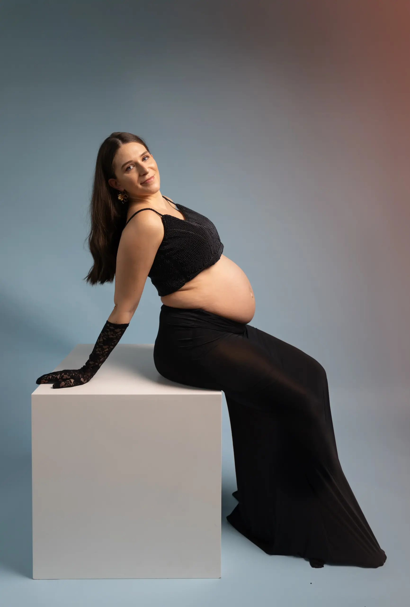 Flowing maternity dress photoshoot