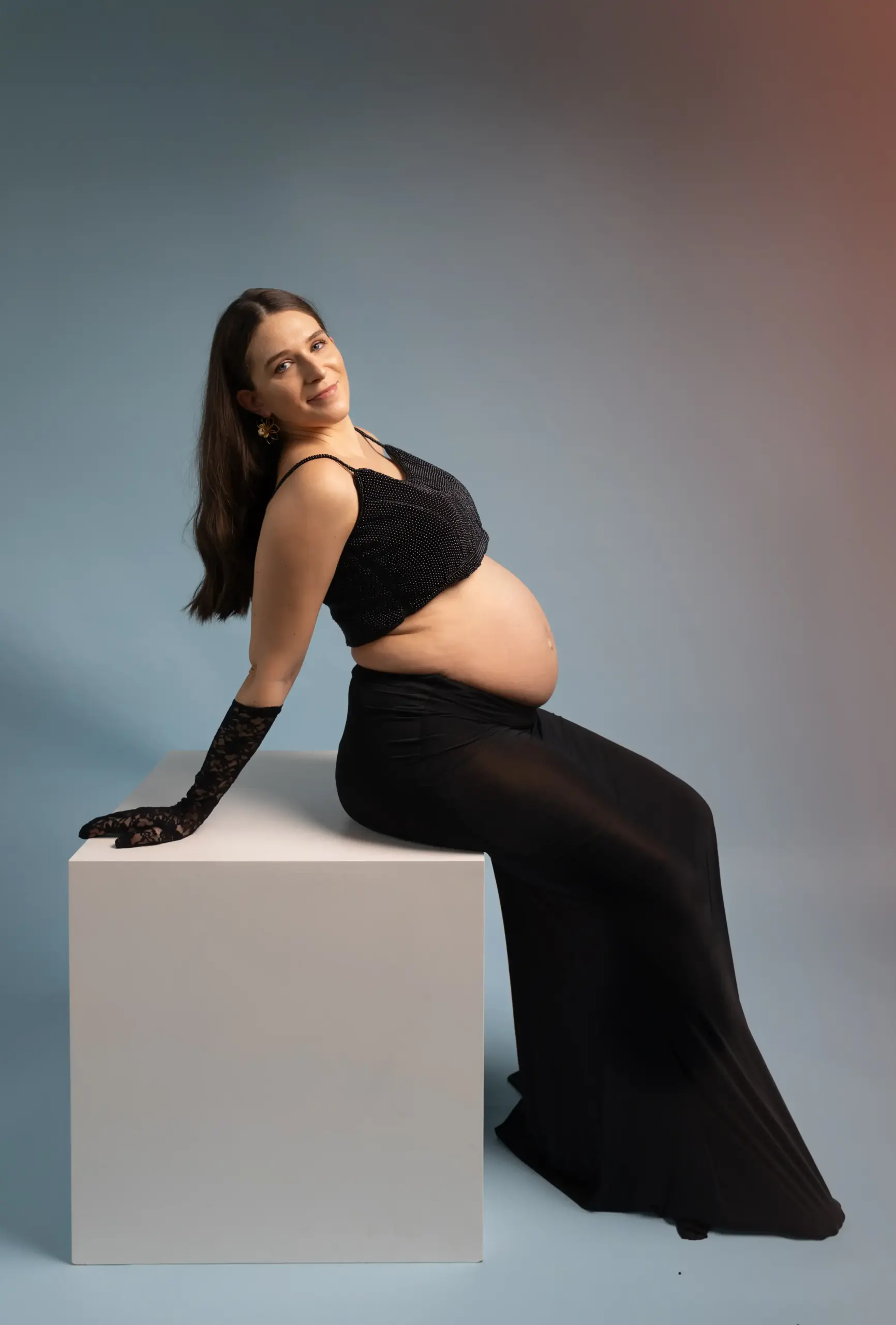 Flowing maternity dress photoshoot