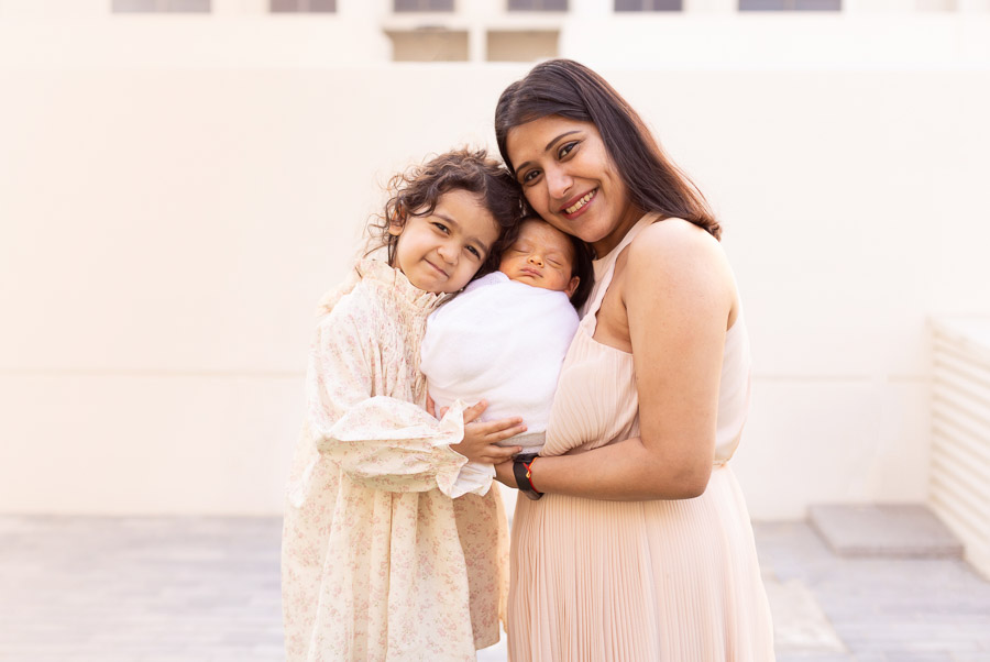 Mother and baby portrait by a newborn photographer in Dubai
